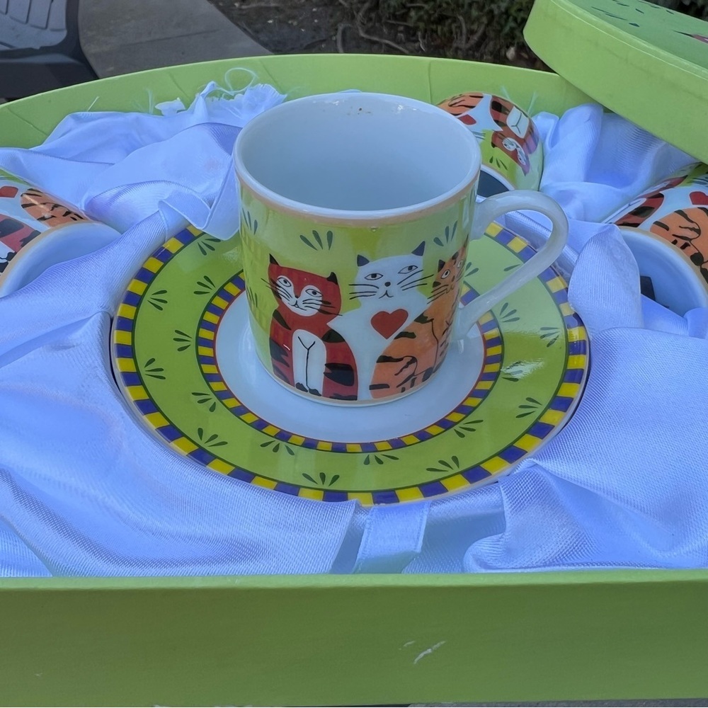New Espresso Coffee Tea Cups Company Set Of 6 Cat Lover Coffee Tea Collectibles - Picture 5 of 10